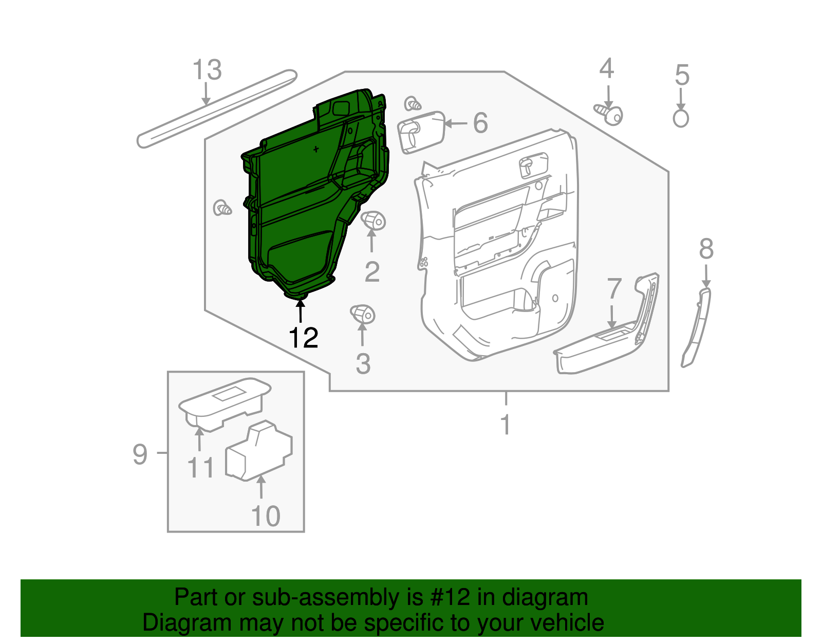 Driver Side Rear Door Water Deflector - GM (94723417)