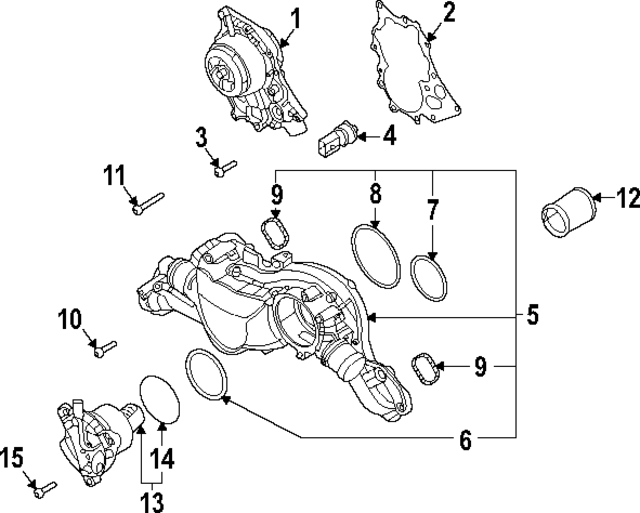 20192020 Audi Thermostat Housing 0P2121406C Audi OEM Parts