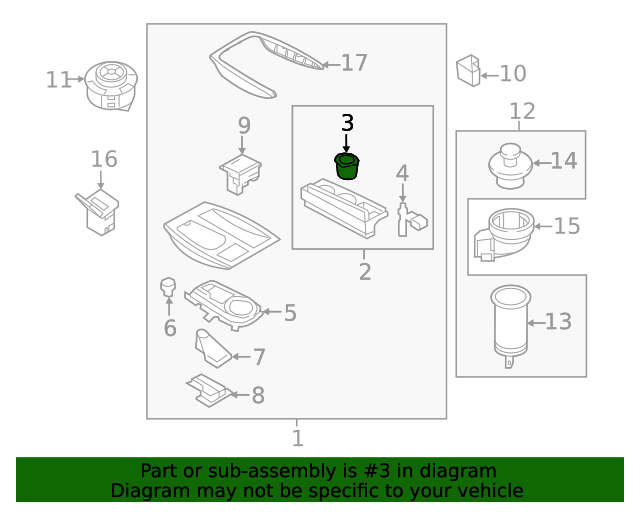 2017 Nissan Armada Cup Holder Insert 969621LA1A