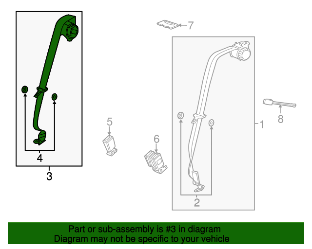 19353096 GM Cocoa Rear Center Seat Belt GM Parts Store