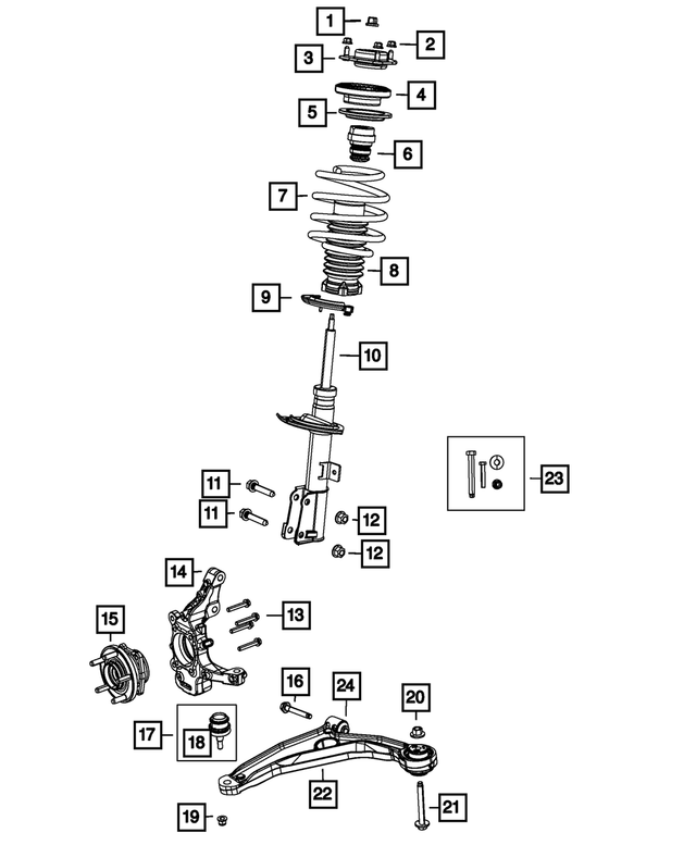 20122014 Chrysler 200 Front Suspension Strut, Left 68026159AD Mopar