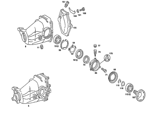 Rear Axle Housing with Differential for 1987 Mercedes-Benz 190E ...