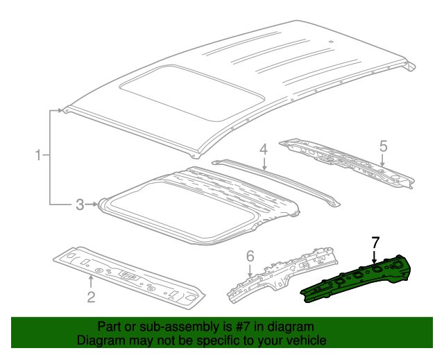 20132022 Buick Encore Passenger Side Roof Rail Rear Reinforcement