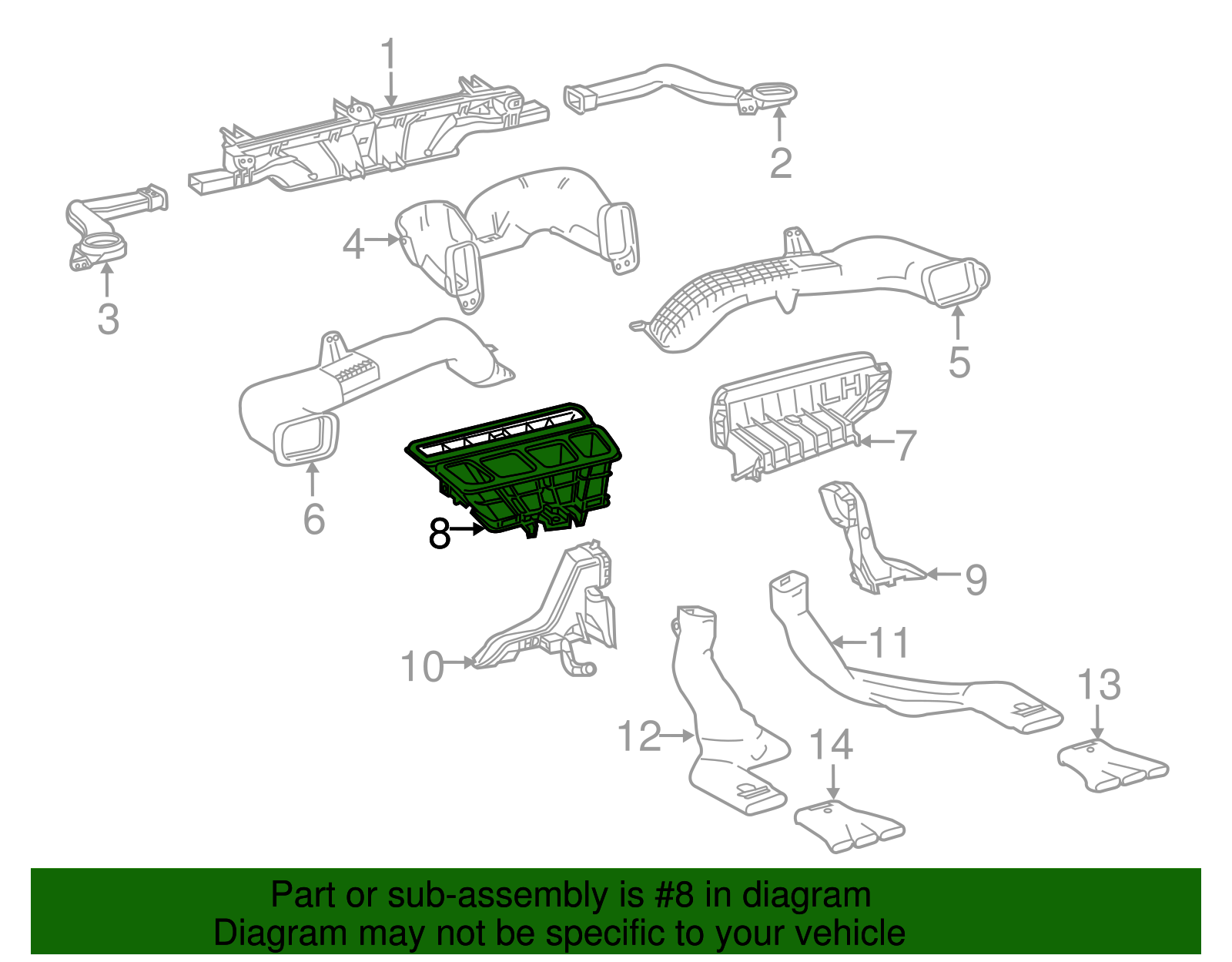 Center Duct - Toyota (87201-0E180)