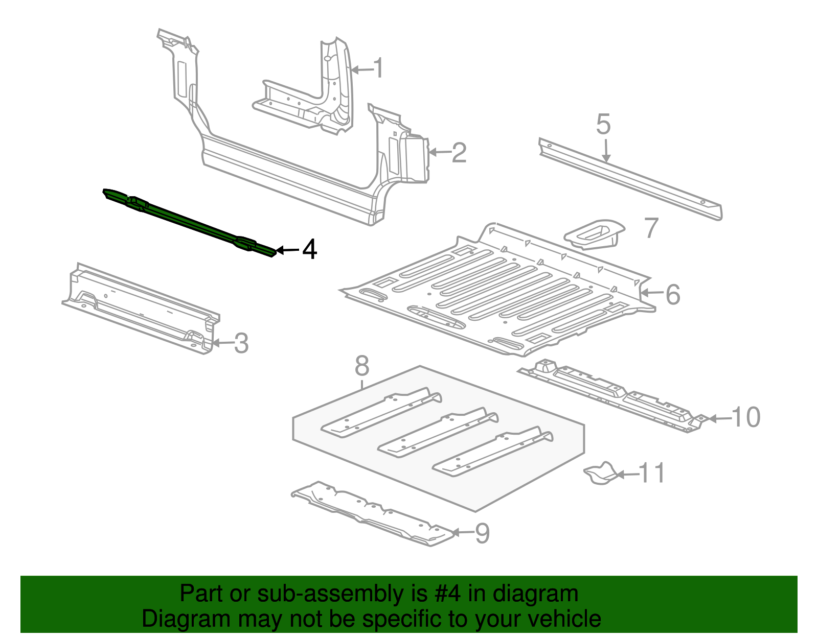 Intermediate Floor Panel Reinforcement - GM (15098259)
