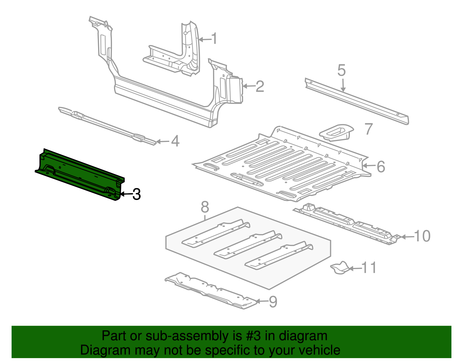 Panel Assembly, Floor K/Up-Front - GM (88980694)