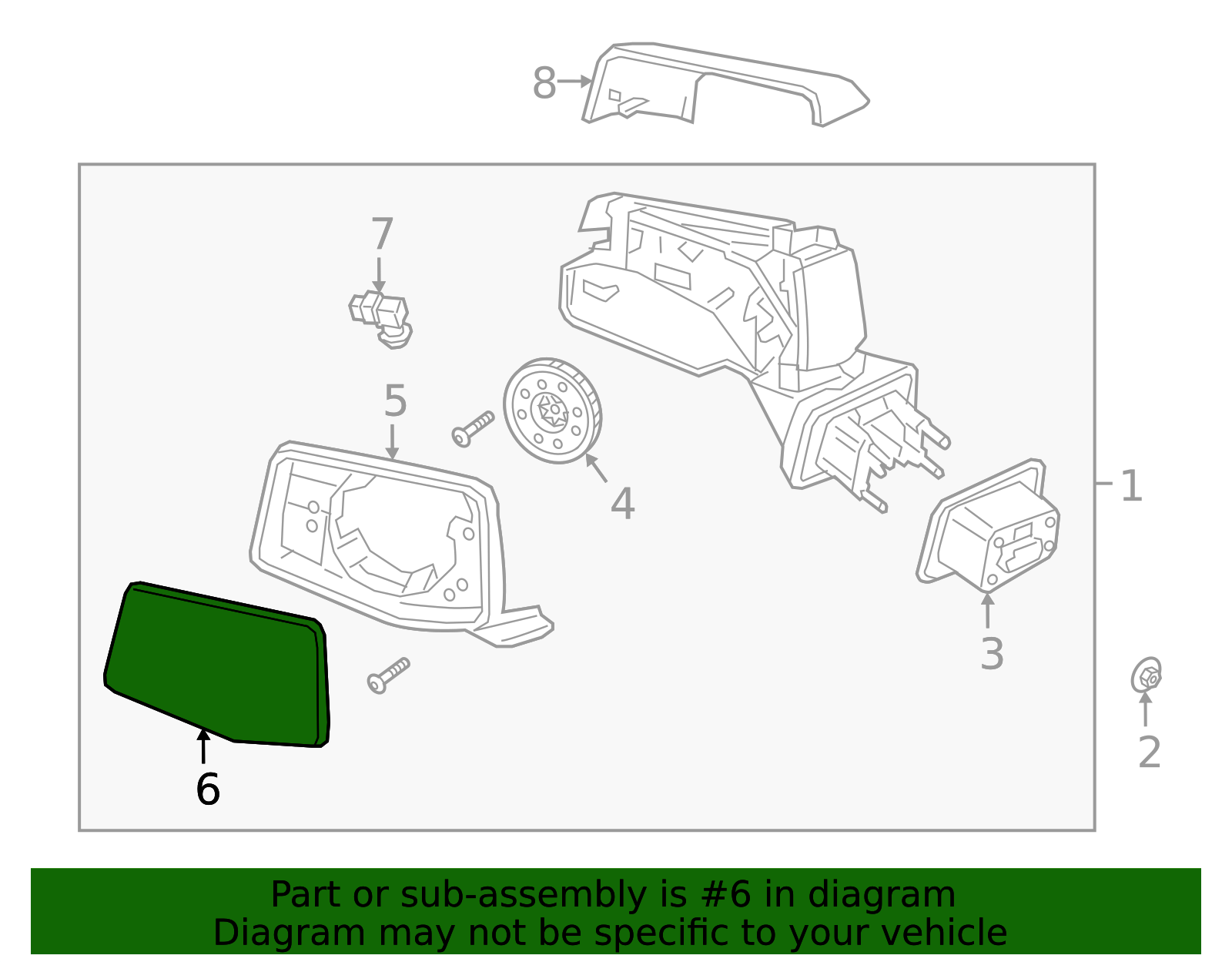 Passenger Side Door Mirror Reflective Glass and Backing Plate - GM (84309703)