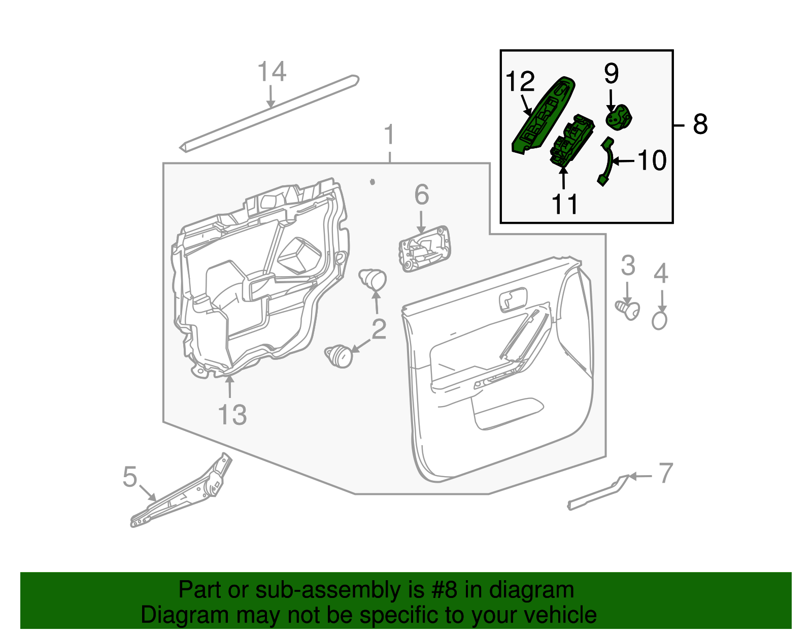Ebony Front Passenger Side Door Switch Bezel - GM (25876089)