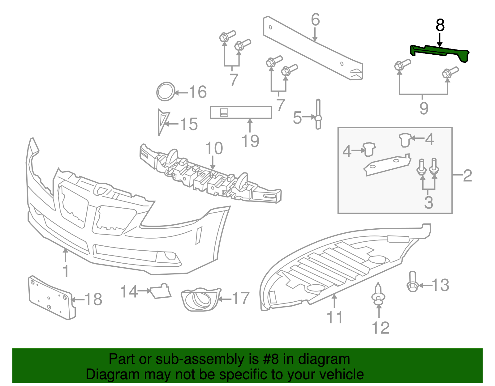 Passenger Side Front Bumper Fascia Support Bracket - GM (92263446)