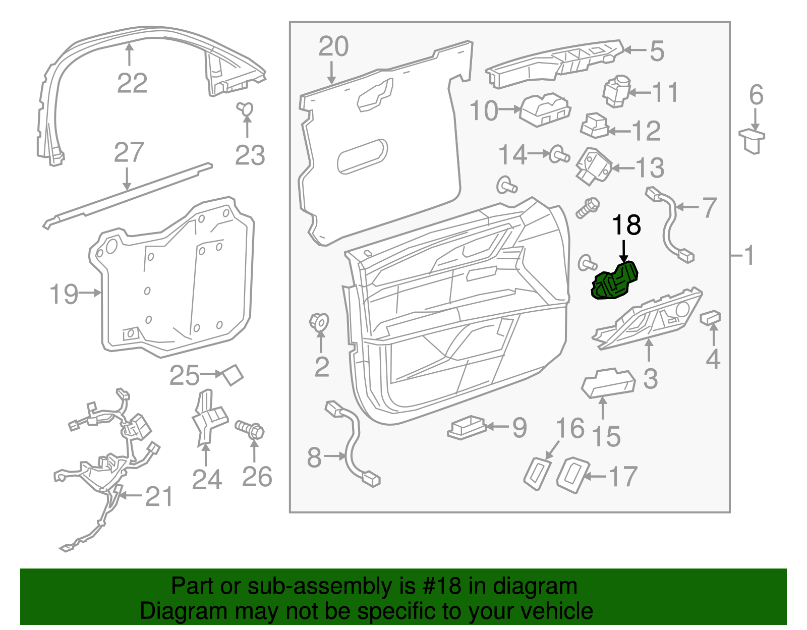 Jet Black Front Passenger Side Seat Adjuster Switch - GM (84071963)