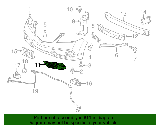 20162018 Acura RDX Garnish Assembly, R Front Side 71104TX4A81