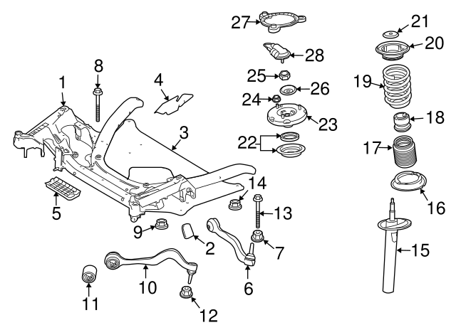 33322283772 - 2006-2010 BMW M5 M6 Front Left Driver Suspension  