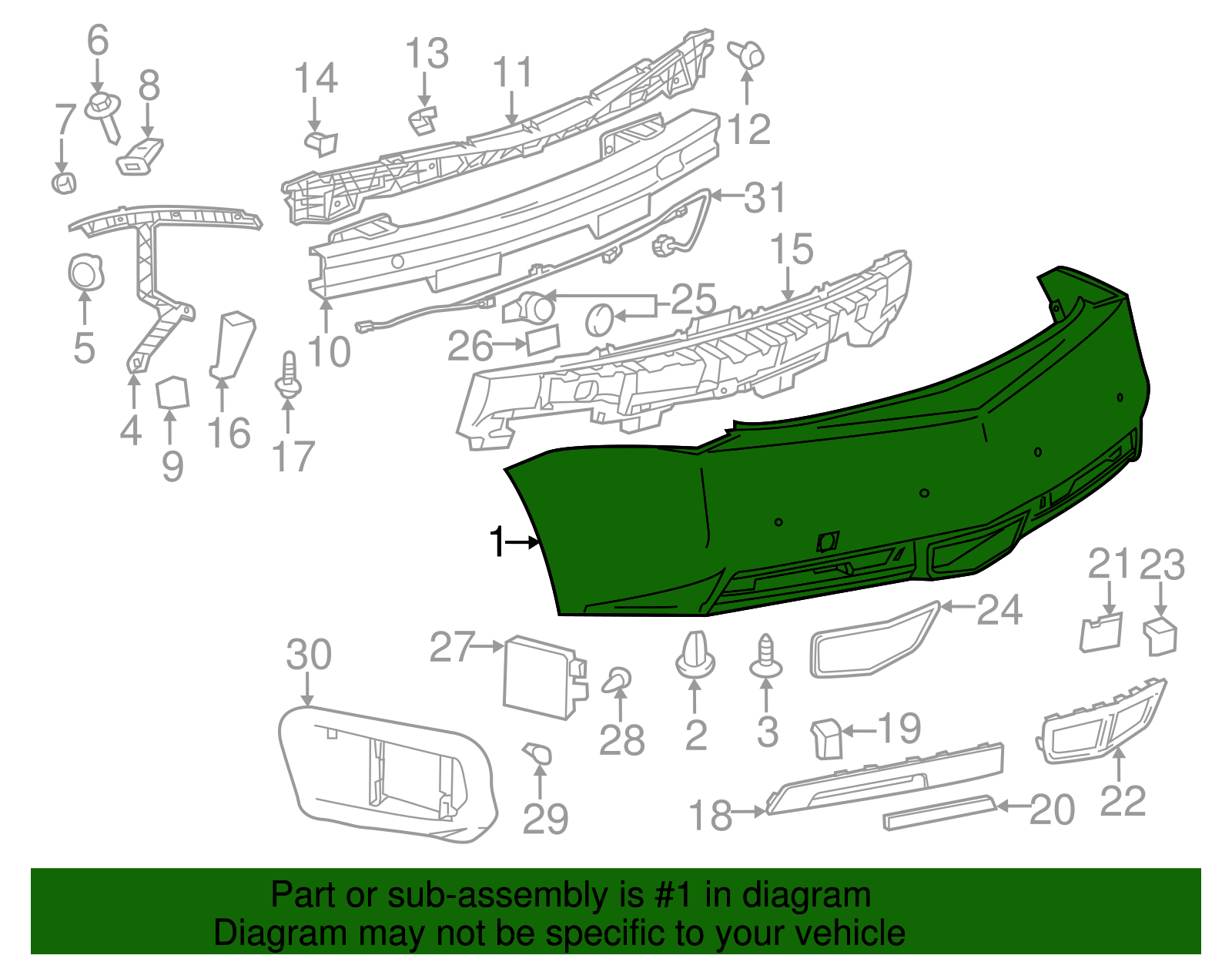 2011-2014 Cadillac CTS Rear Bumper Cover 25949183 GM | GMPartsDirect.com
