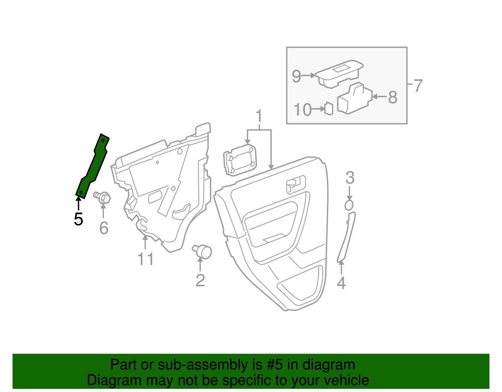 Passenger Side Rear Door Armrest Bracket #15107237 - GM (15107237)