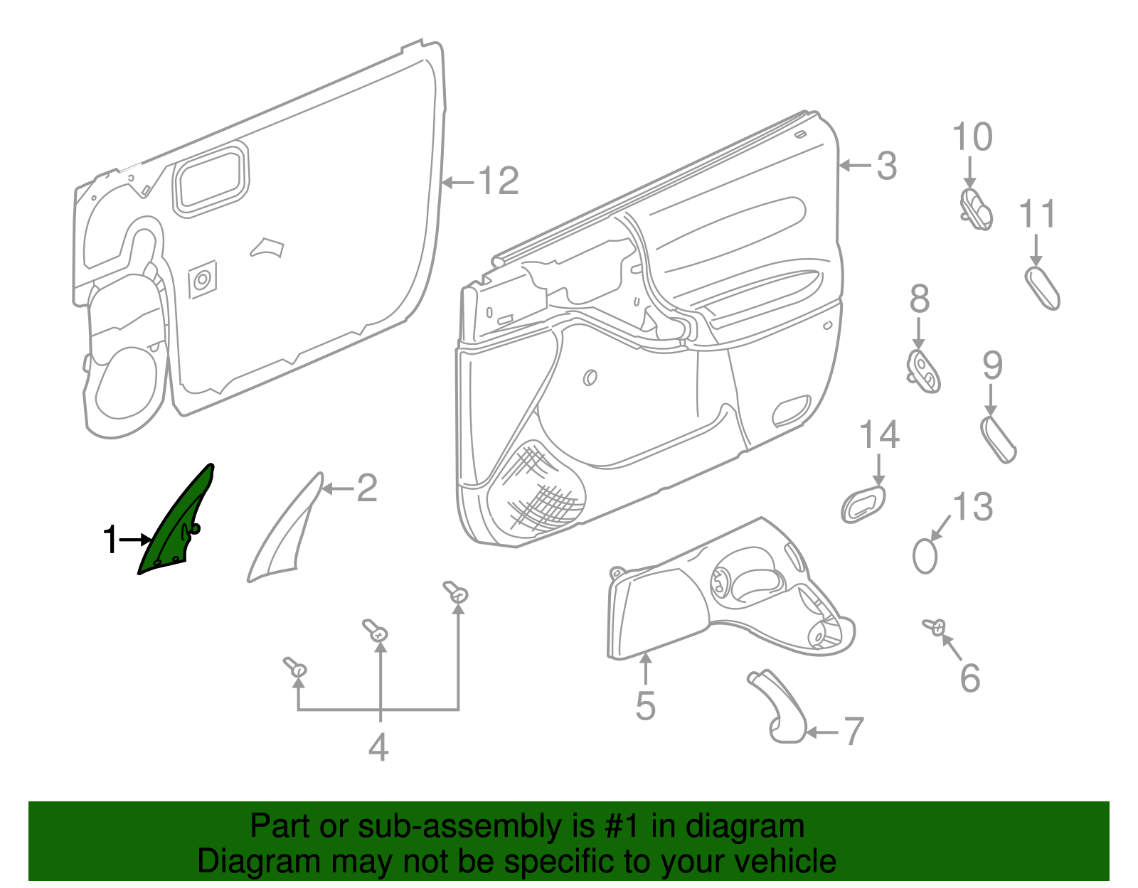 Panel Assembly, Front S/D Upper Front Tr *Ebony - GM (90585472)