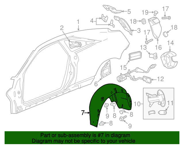 20112015 Cadillac CTS Quarter Panel Splash Shield 22864259