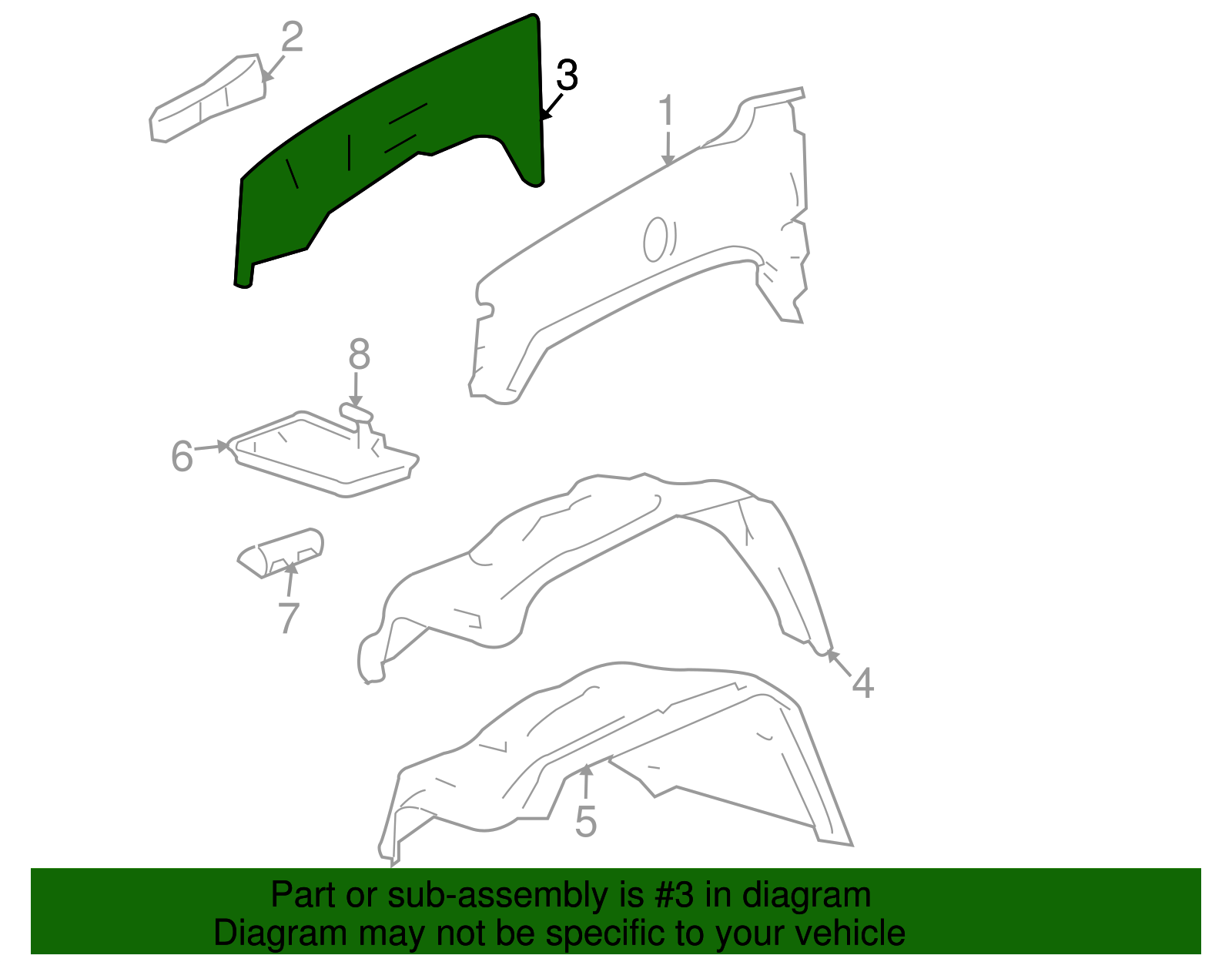 Front Passenger Side Inner Fender - GM (88974302)