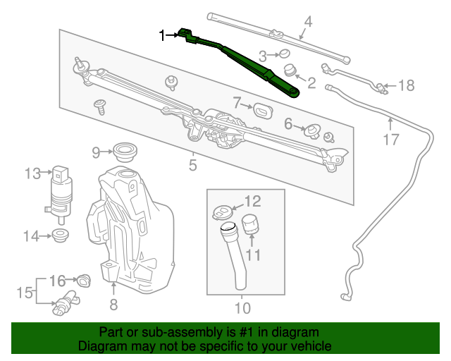 20122017 Buick Verano Passenger Side Windshield Wiper Arm 13289887
