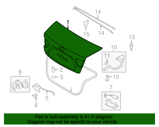 20072010 Hyundai Elantra Trunk Lid 692002H111 QuirkParts