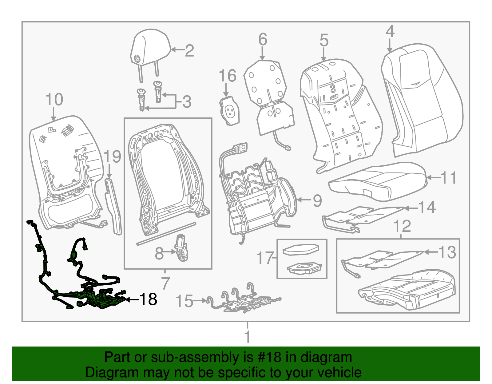Front Passenger Side Seat Wiring Harness - Cadillac (84128585)