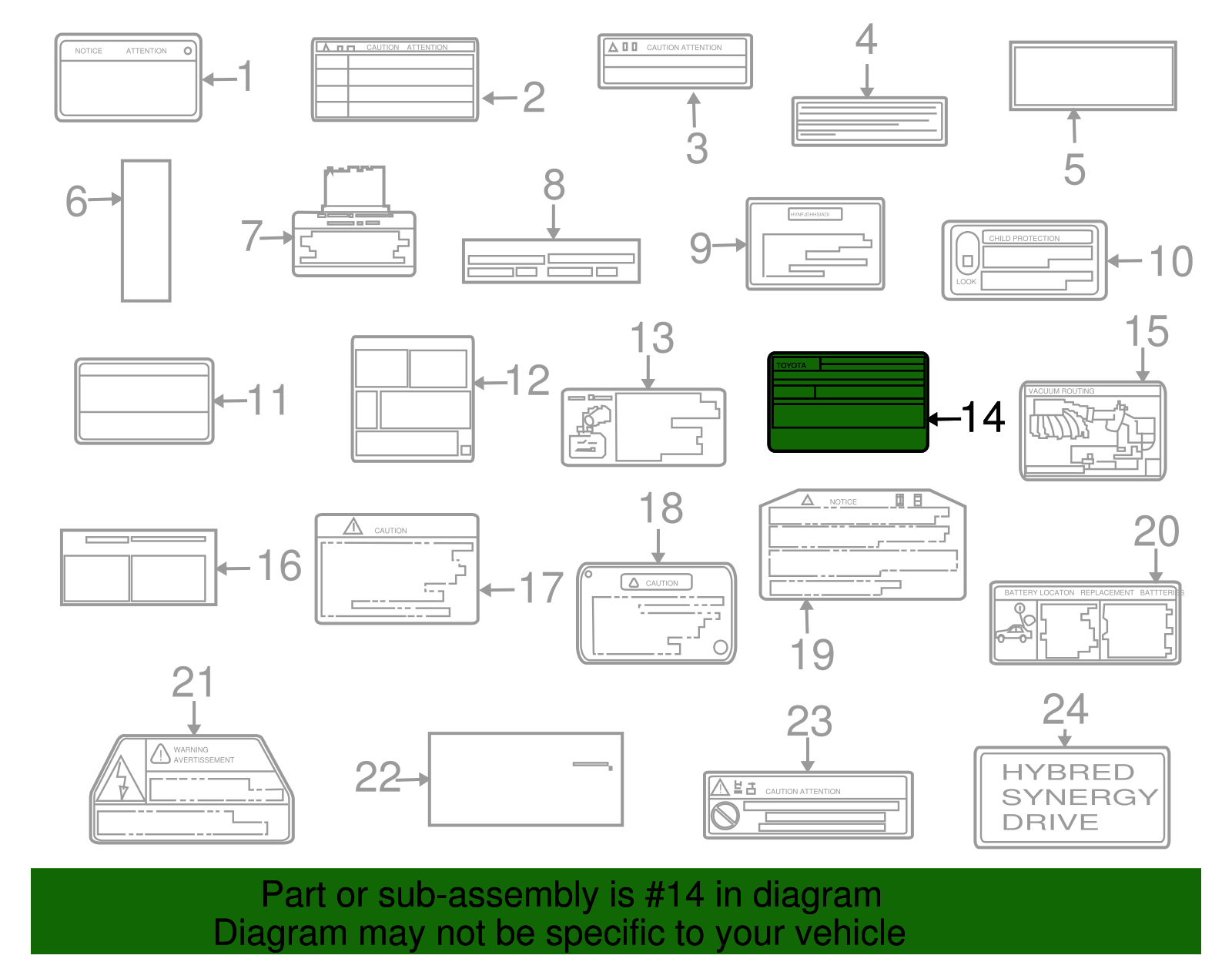 Emission Label - Toyota (11298-36071)