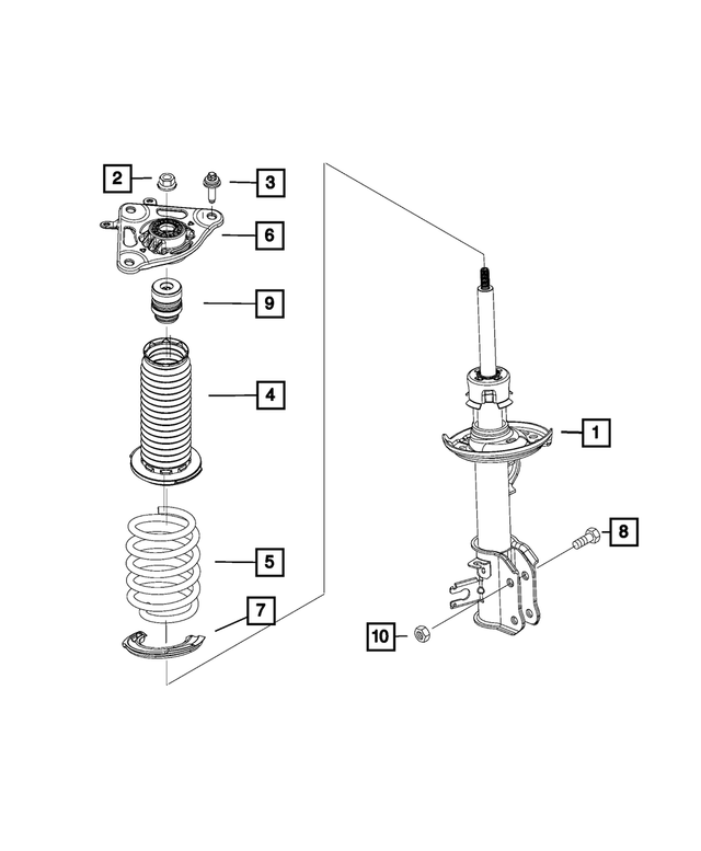 2016-2022 Fiat 500X Suspension Strut, Left 68439809AA | Mopar eStore