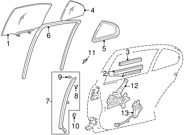 2001-2005 Lexus IS300 Glass Weather-Strip 68189-53010 | OEM Parts Online