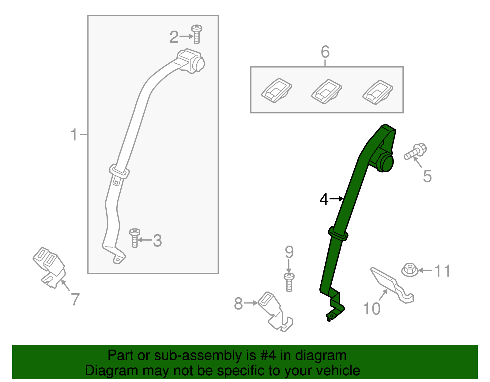 Center Seat Belt - Ford (HG9Z-54611B64-AB)