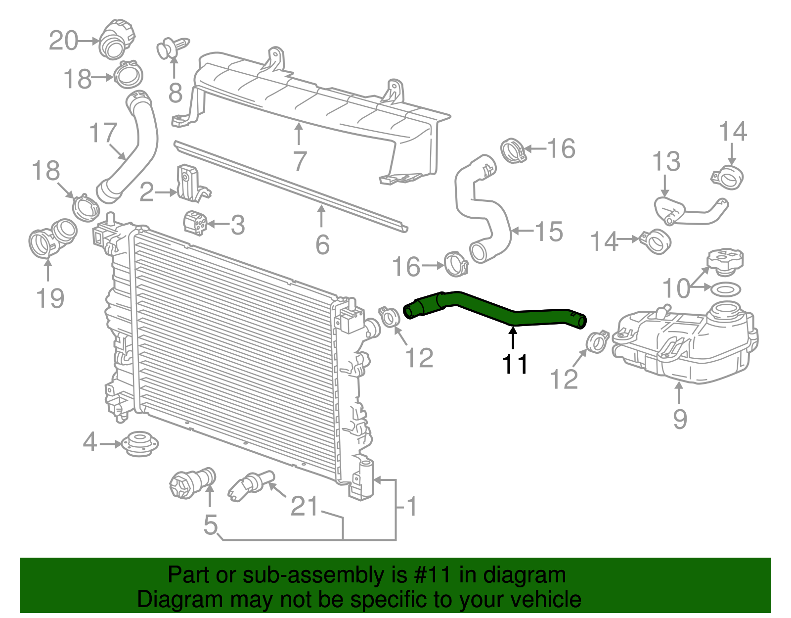 Radiator Surge Tank Outlet Hose - GM (96958204)