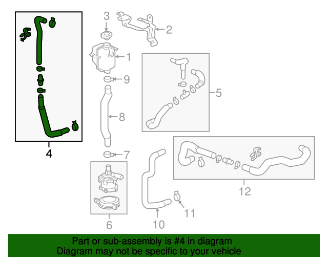 20172021 Chevrolet Bolt EV Generator Control Module Coolant Tank Hose
