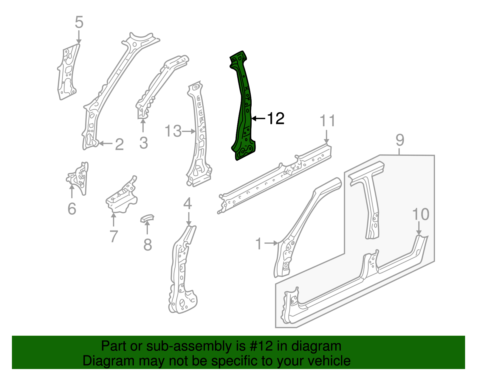 Center Reinforced - Ford (YL8Z-7824382-AA)