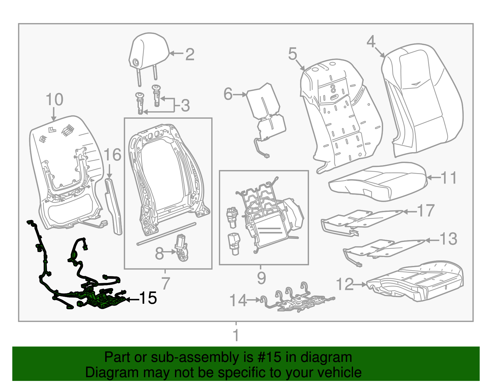 Passenger Seat Wiring Harness - GM (84076589)