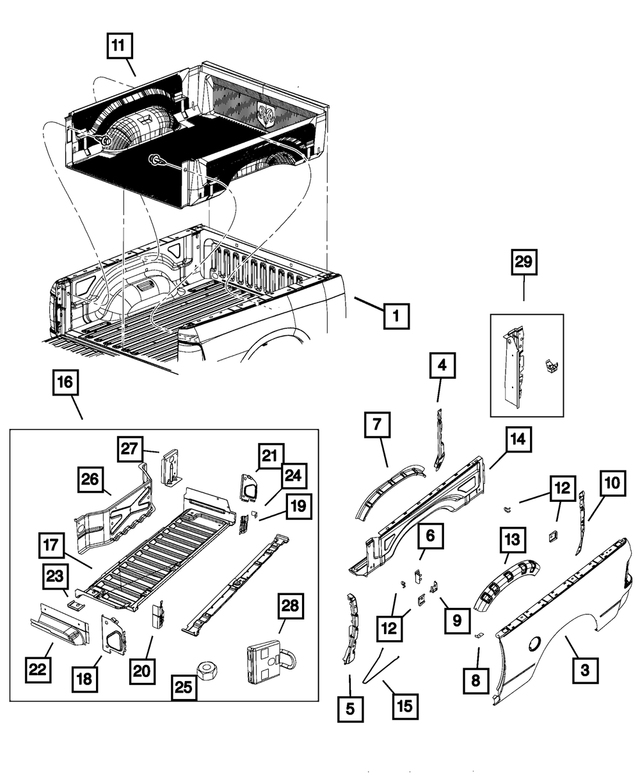 20092022 Mopar Tailgate Hinge Reinforcement, Right 68234326AA Mopar
