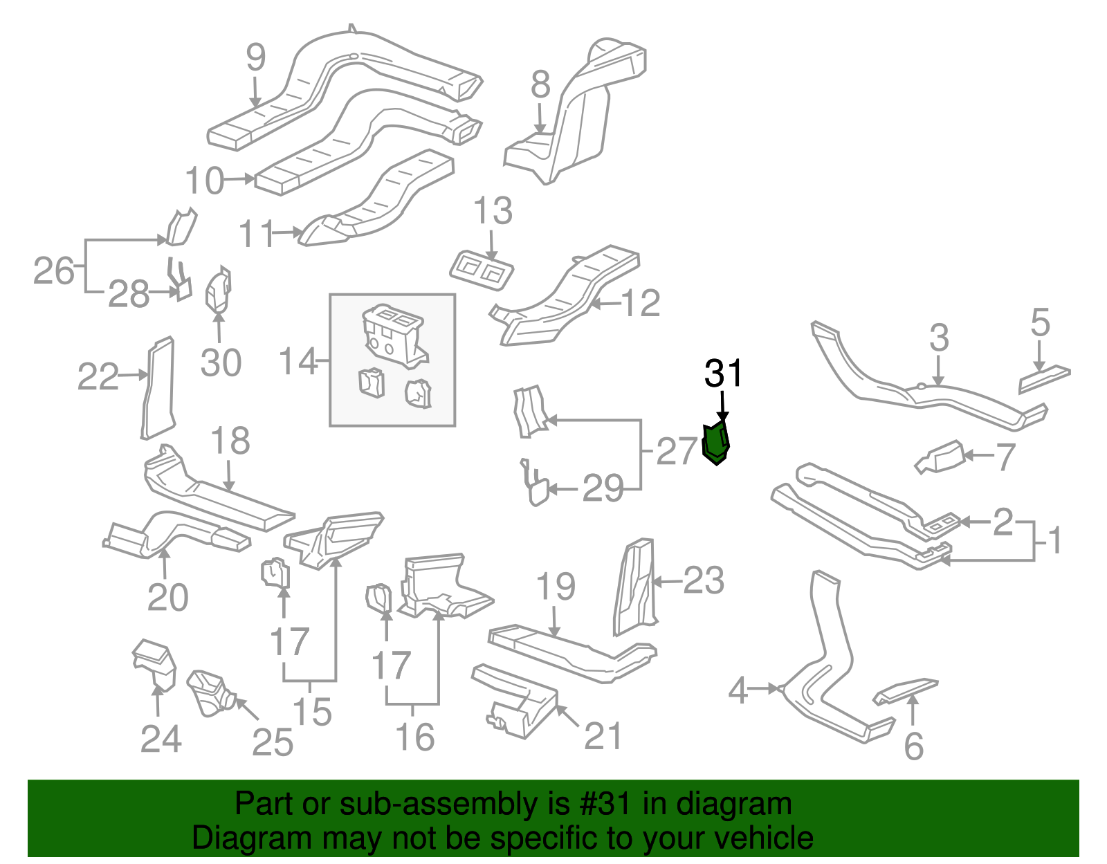 Air Outlet - Volkswagen (7L0-819-201-6C3)