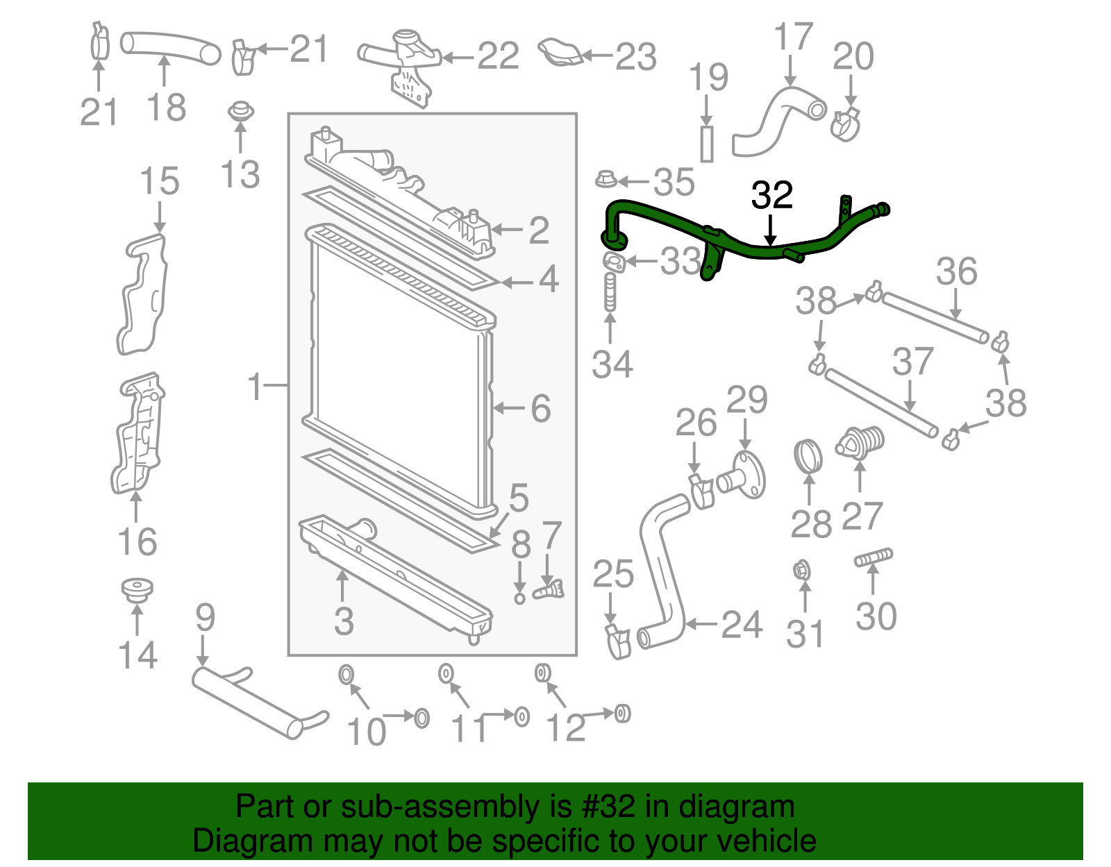 Engine Coolant Bypass Pipe - Scion (16268-21022)