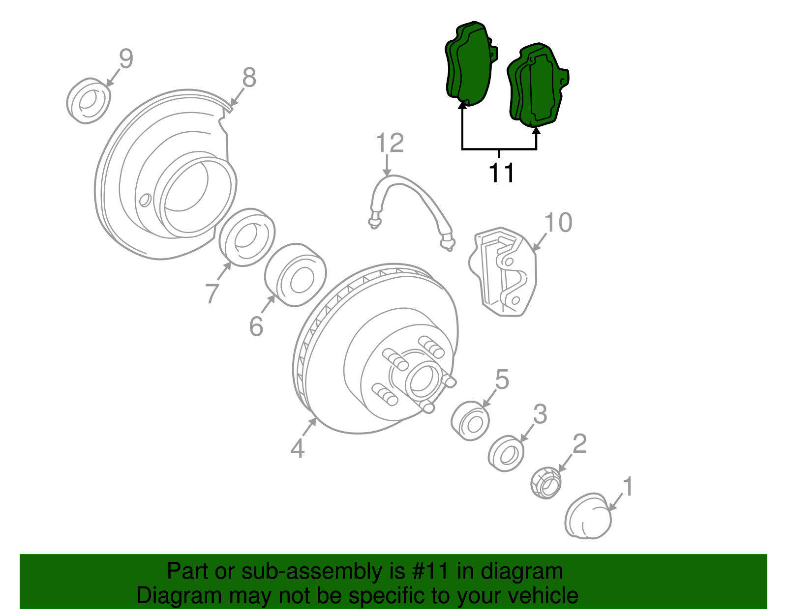 Front Disc Brake Pad Set with Lubricant - GM (89026844)