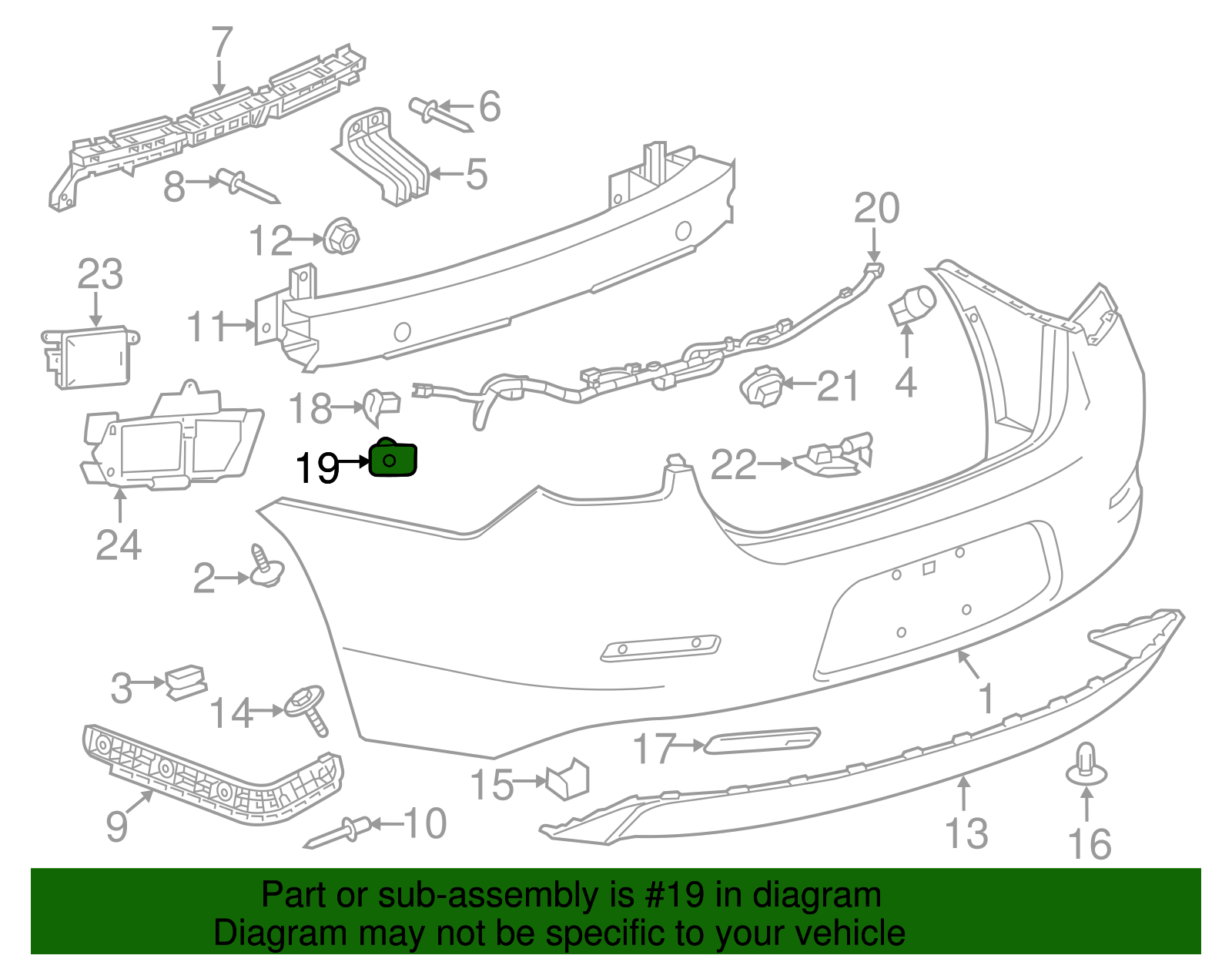 Rear Driver Side Parking Assist Alarm Sensor Bracket - Buick (25795035)