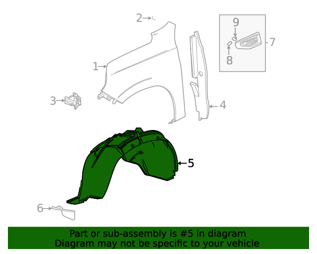Direct Fit Front Passenger Side Fender Liner For 2021-2024 GMC Yukon XL – Replaces #84856826
