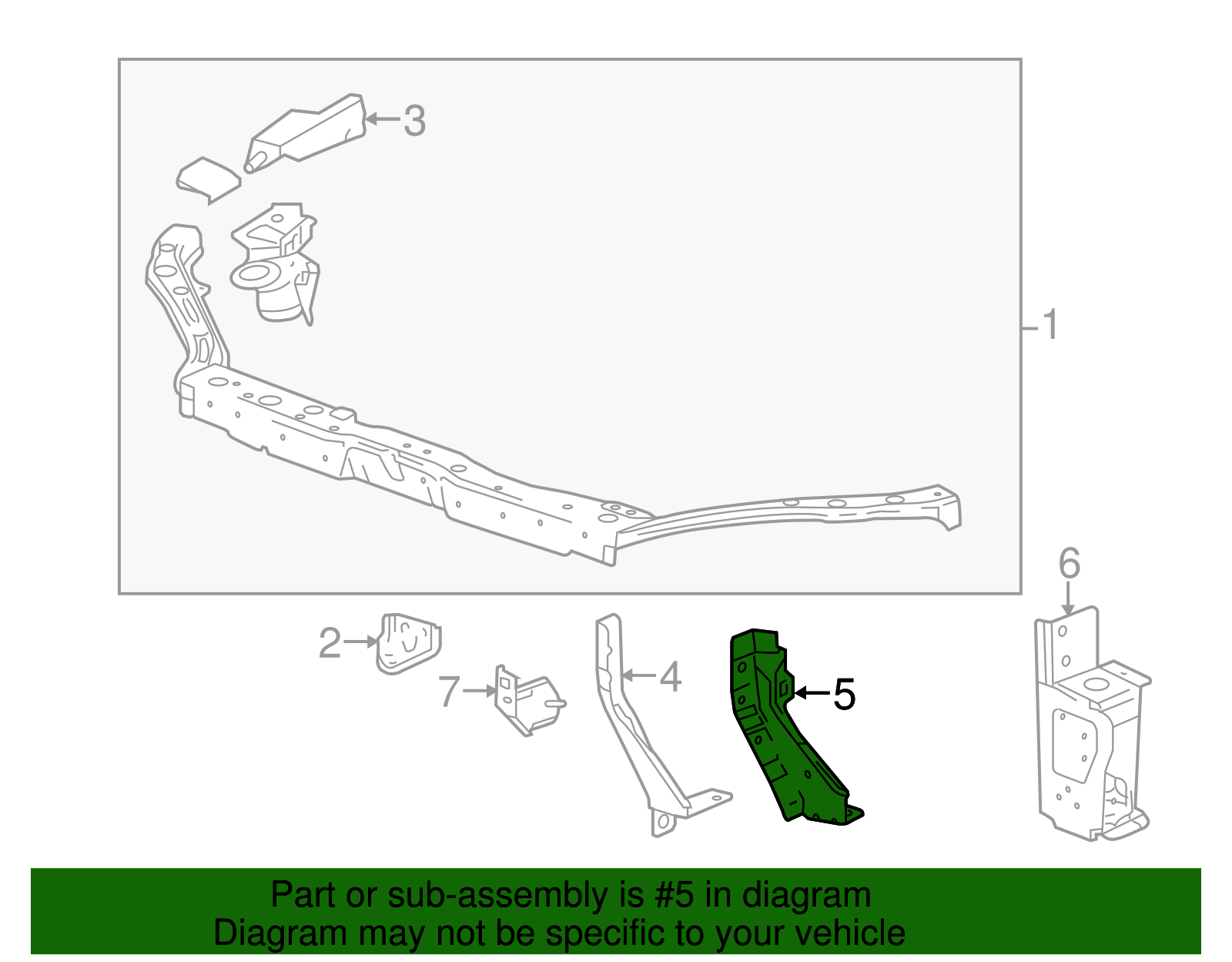 Driver Side Front End Upper Tie Bar Support - GM (96901555)