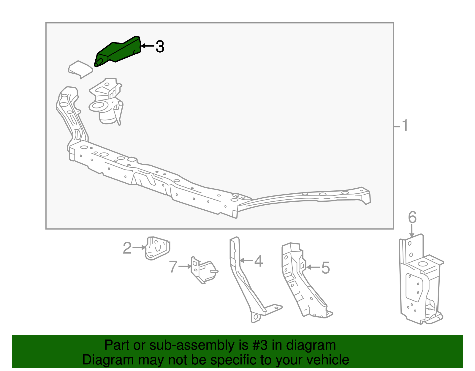 Passenger Side Front End Upper Tie Bar Bracket - GM (96902000)