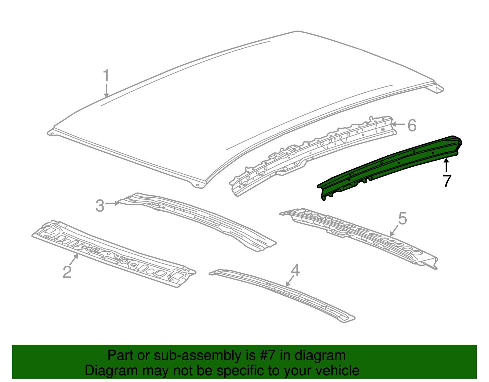 Driver Side Roof Front Outer Side Rail - GM (96894851)