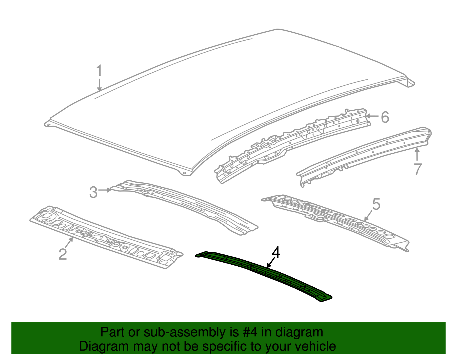 Number 2 Roof Panel Bow - GM (96894878)