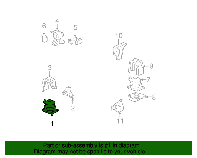 Genuine OEM Acura Rubber Assembly, Front Engine Mounting Part 50830