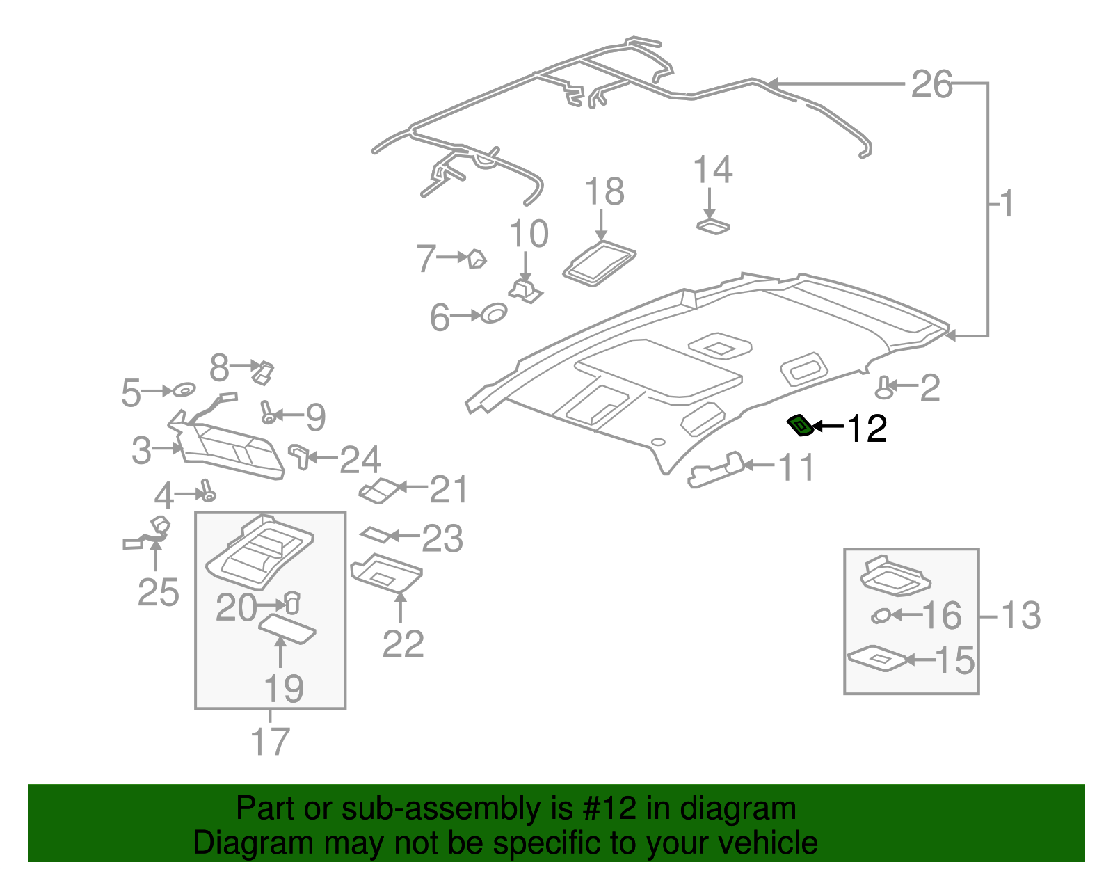 Roof Rail Front Assist Handle Retainer - GM (96873869)