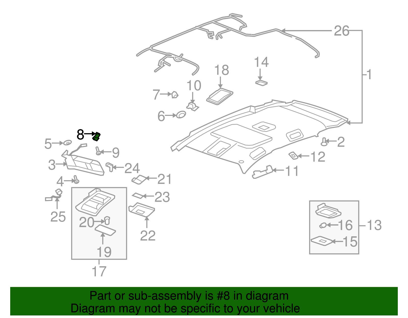 Light Titanium Sun Visor Support - GM (96850646)