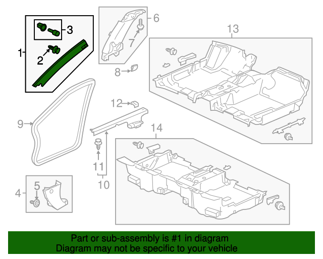20132017 Honda Accord Garnish Assembly, R Front Pillar *YR449L