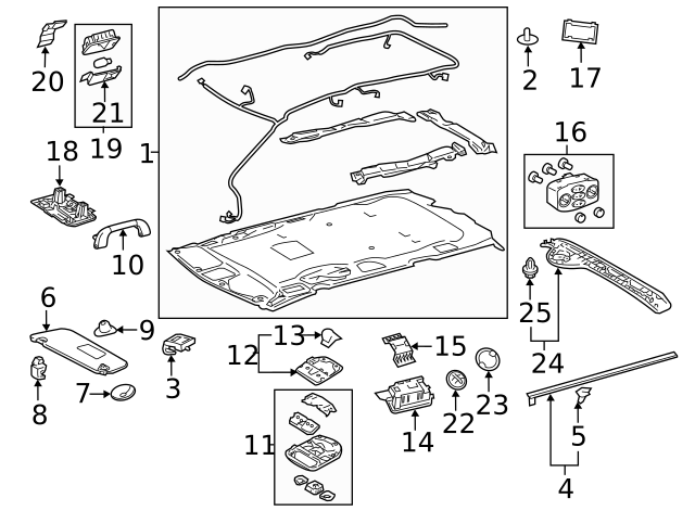 TOYOTA Genuine 63310-08907-B0 Roof Headlining Assembly