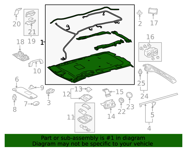 TOYOTA Genuine 63310-08907-B0 Roof Headlining Assembly