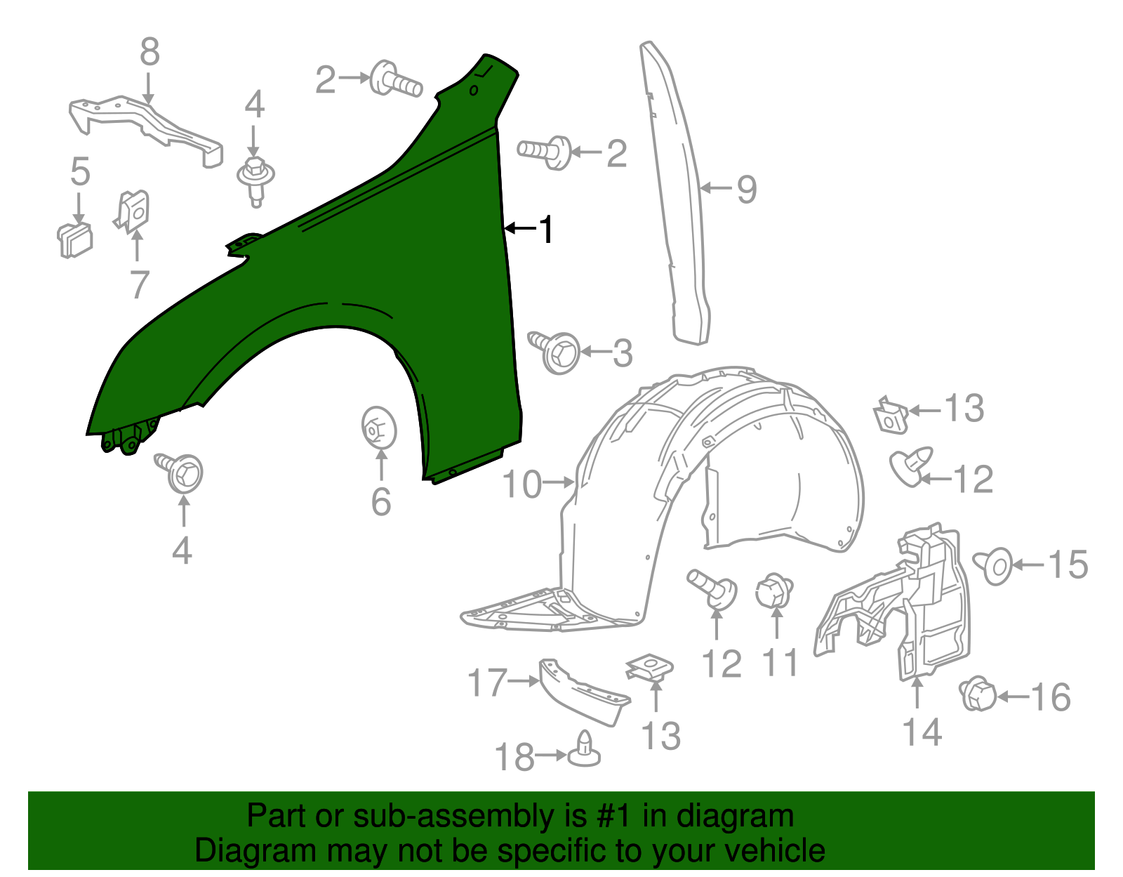 Front Passenger Side Fender - Cadillac (84110674)