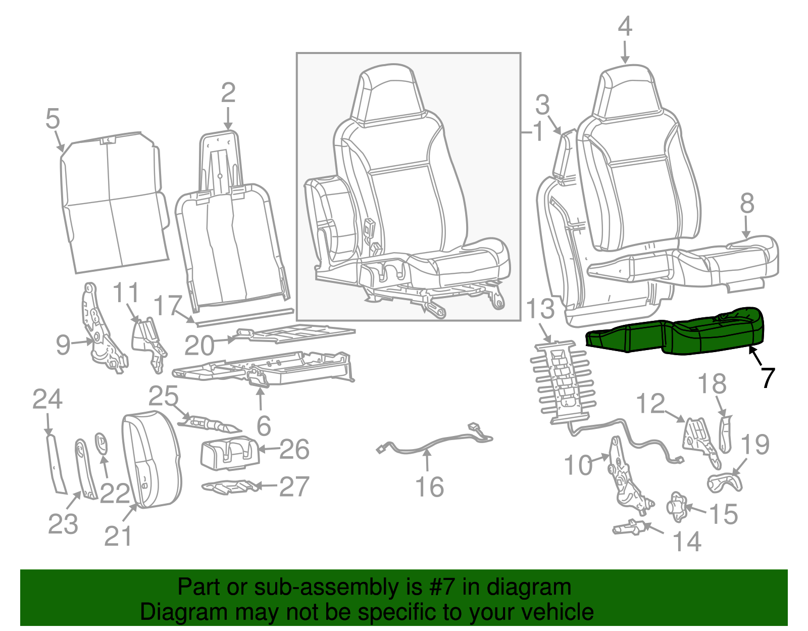 Driver Seat Cushion Pad - GM (89041468)
